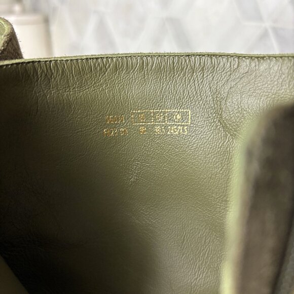 8B Green Suede Leather Block Heel Zip Zipper Almond Toe Ankle Boot Bootie Vida - Picture 10 of 14